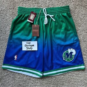 NBA FADEAWAY SWINGMAN BASKETBALL SHORTS DALLAS MAVERICKS 1998 XL GREEN WHITE NEW